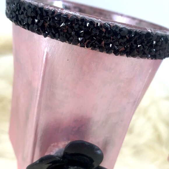 New Floral Rhinestone Barbiecore Pink Easter Mother’s Day Candle Holders NWOT - Picture 4 of 14